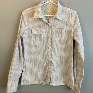 Lole button up shirt striped white UPF SIZE M